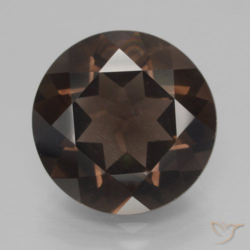 7.7 ct Round Cut Smoky Quartz, 13.9 mm From Brazil, Photo A