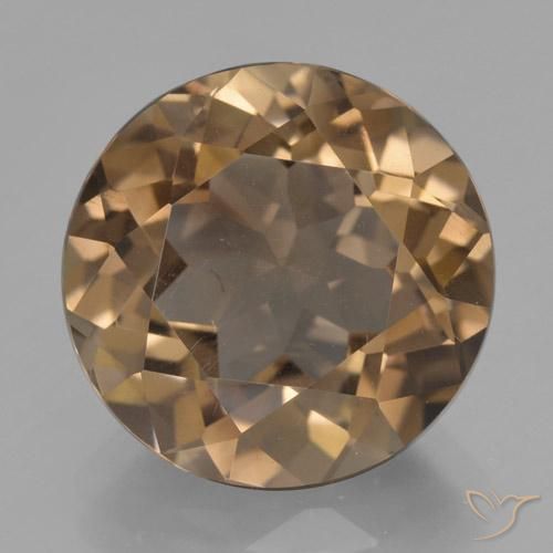 Cuarzo Ahumado Marrón Circular de 13,3mm de Brasil, peso de 7.52 ct, piedra preciosa natural No tratado en vvs-vs Clarity, Cuarzo Ahumado Faceta Redonda de 1 pieza - Color: Marrón chocolate, dureza Mohs de 7 Adecuado para joyas de uso diario, Photo A