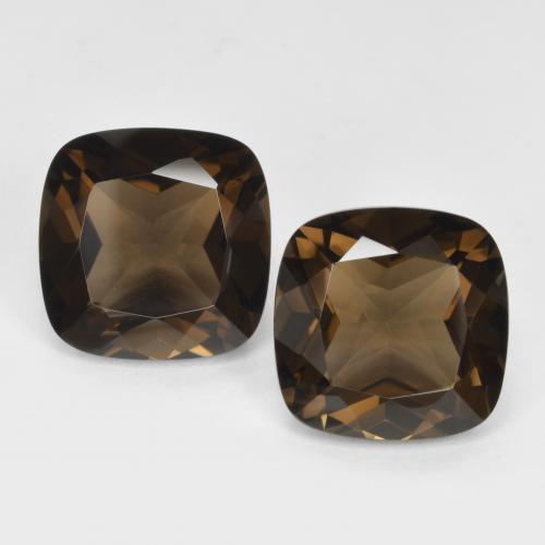Marron ambré Quartz Fumé gemme - 6.8ct Coussin-coupe (ID: 466239)