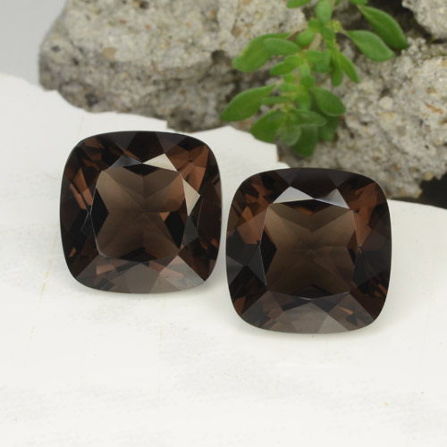 13.72 ctw Brown Smoky Quartz Gemstones, Smoky Quartz Gems in Cushion-Cut Shape for Sale.