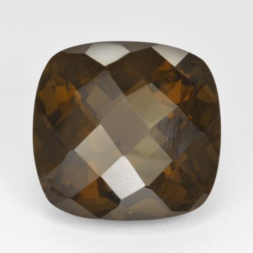 Marrón oscuro Cuarzo Ahumado Gema - 22.5ct Tablero de Ajedrez en Forma Cojín (ID: 466916)