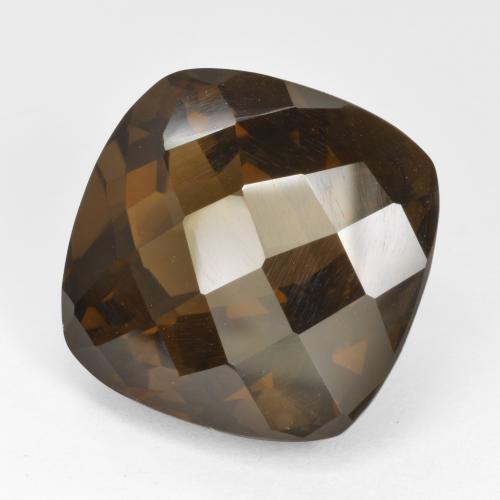 22.52 ct Brown Smoky Quartz Stone, Natural Smoky Quartz in Cushion Checkerboard Shape for Sale