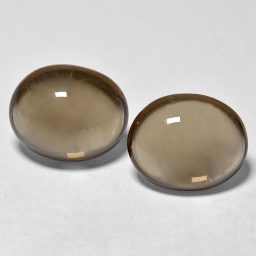 Paire Quartz Fumé Ovale 11 x 8,9mm assorties - Poids total 6,8 ct / moyenne 3,4 ct chacune, couleur Marron clair et pureté Transparent, pierre gemme naturelle Non traité, dureté de Mohs 7 convient aux bijoux de tous les jours, pierre de sagesse, Photo A
