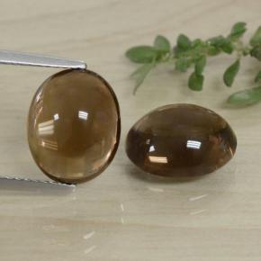 7.77 ctw Brown Smoky Quartz Gemstones, Smoky Quartz Gems in Oval Cabochon Shape for Sale.