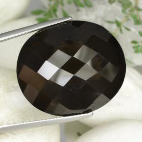 59.94 ct Brown Smoky Quartz Gemstone, Smoky Quartz Gem in Oval Checkerboard Shape for Sale.