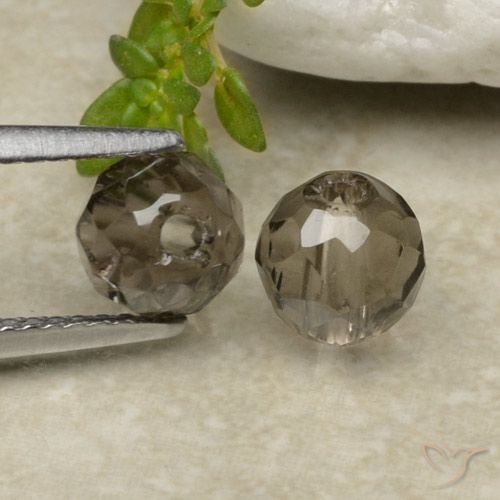 Black Brown Smoky Quartz Gem - 1.5ct Drilled Faceted Sphere (ID: 479029)