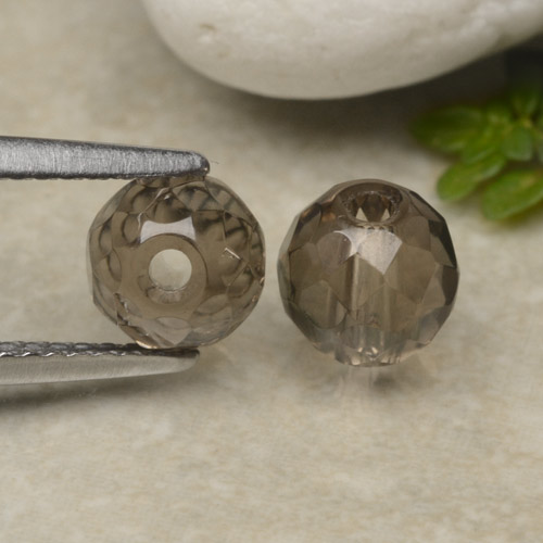 Dark Brown Smoky Quartz Gem - 1.4ct Drilled Faceted Sphere (ID: 479030)