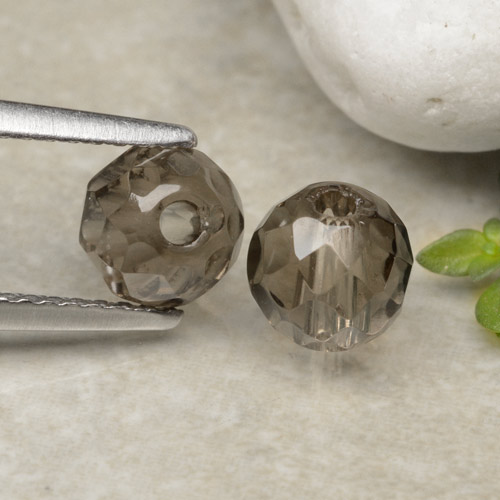 Very Light Brown Smoky Quartz Gem - 1.4ct Drilled Faceted Sphere (ID: 479034)