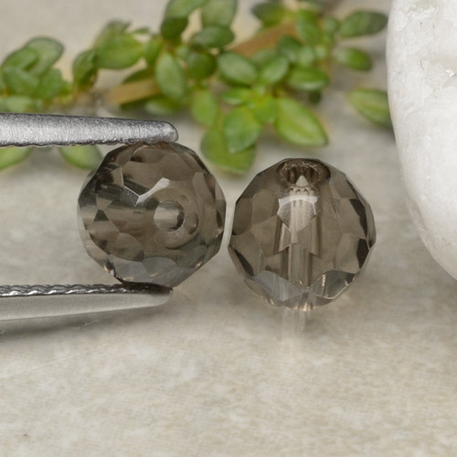 Black Brown Smoky Quartz Gem - 1.4ct Drilled Faceted Sphere (ID: 479035)