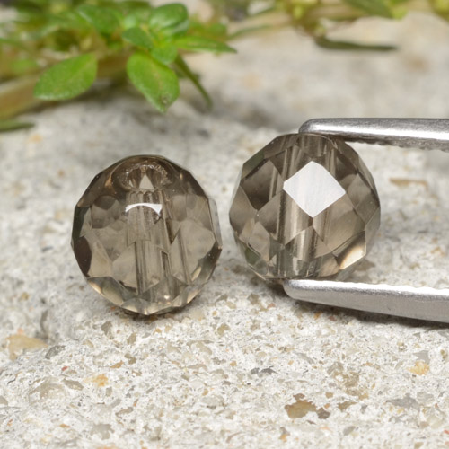 Light Umber Brown Smoky Quartz Gem - 1.4ct Drilled Faceted Sphere (ID: 479148)