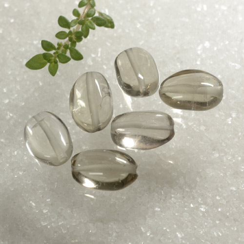 8.86 ctw Brown Smoky Quartz Gemstones, Smoky Quartz Gems in Oval Cabochon with Hole Shape for Sale.