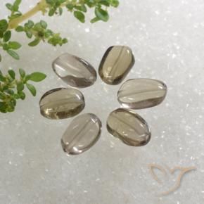 6.14 ctw Brown Smoky Quartz Stones, Natural Smoky Quartz in Oval Cabochon with Hole Shape for Sale