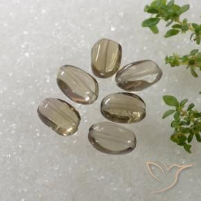 Smoky Quartz Gemstones in 8 x 5.5 mm Size for Sale, Smoky Quartz Stones in Very Light Wood Brown Color