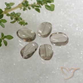 5.23 ctw Brown Smoky Quartz Stones, Natural Smoky Quartz in Oval Cabochon with Hole Shape for Sale