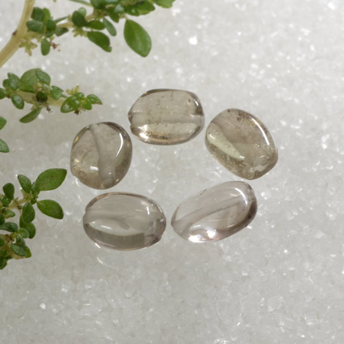 Very Light Wood Brown Smoky Quartz Gem - 0.7ct Oval Cabochon with Hole (ID: 479188)