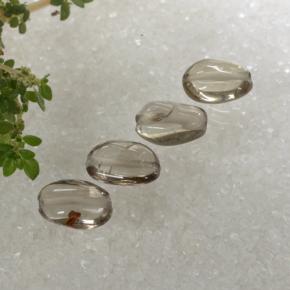 Grey Brown Smoky Quartz Gem - 1ct Oval Cabochon with Hole (ID: 479192)