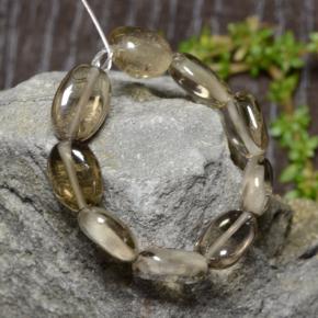 Light Yellow Brown Дымчатый Кварц Камень - 1.2ct Овальный Кабашон с Отверстием (ID: 479194)
