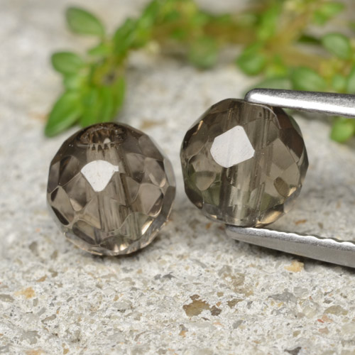 Neutral Brown Smoky Quartz Gem - 1.4ct Drilled Faceted Sphere (ID: 479272)