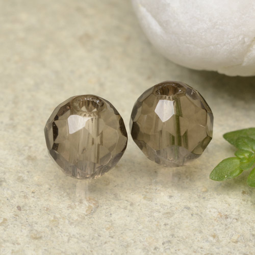 Umber Brown Smoky Quartz Gem - 1.4ct Drilled Faceted Sphere (ID: 479391)