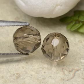 Smoky Quartz Gemstones in 6 mm (calibrated) Size for Sale, Smoky Quartz Stones in Warm Brown Color