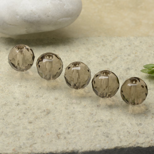 Marrón madera Cuarzo Ahumado Gema - 1.5ct Esfera Taladrado y Facetado (ID: 479399)