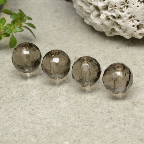 Grey Brown 烟晶 Gem - 1.6ct 钻孔球形 (ID: 479522)