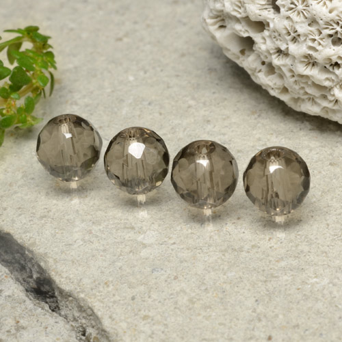 Marrón claro Cuarzo Ahumado Gema - 1.5ct Esfera Taladrado y Facetado (ID: 479529)