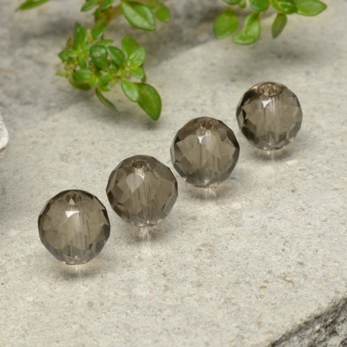 Marrón claro Cuarzo Ahumado Gema - 1.5ct Esfera Taladrado y Facetado (ID: 479530)
