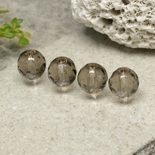 Marrón umbra claro Cuarzo Ahumado Gema - 1.5ct Esfera Taladrado y Facetado (ID: 479532)