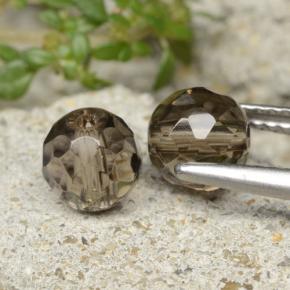 Smoky Quartz Gemstones in 5.9 mm Size for Sale, Smoky Quartz Stones in Light Umber Brown Color