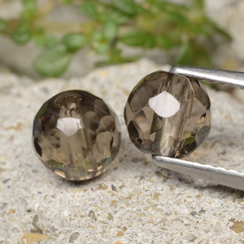 Neutral Brown Smoky Quartz Gem - 1.4ct Drilled Faceted Sphere (ID: 479698)