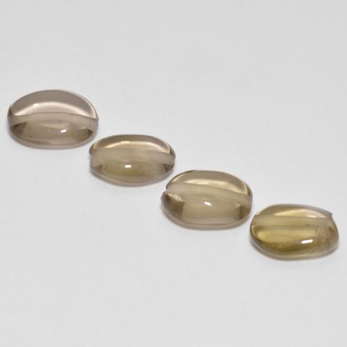 Grey Brown Smoky Quartz Gem - 1.1ct Oval Cabochon with Hole (ID: 479715)