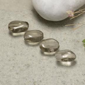 Grey Brown Smoky Quartz Gem - 1ct Oval Cabochon with Hole (ID: 479716)