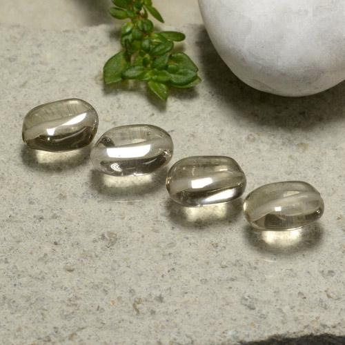 Neutral Brown Smoky Quartz Gem - 1.2ct Oval Cabochon with Hole (ID: 479719)