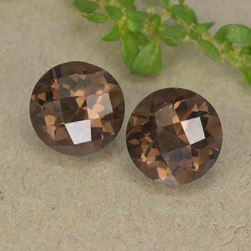 3.27 ct Round Checkerboard Smoky Quartz, 7.9 mm From Brazil, Photo A