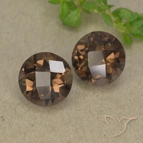 3.27 ctw Brown Smoky Quartz Stones, Natural Smoky Quartz in Round Checkerboard Shape for Sale