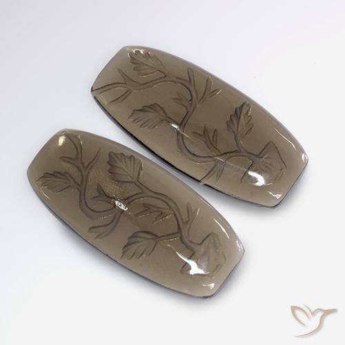 31.90 ctw Brown Smoky Quartz Stones, Natural Smoky Quartz in Carved Cushion Shape for Sale