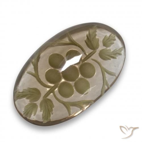 28.66 ct Brown Smoky Quartz Stone, Natural Smoky Quartz in Carved Oval Shape for Sale