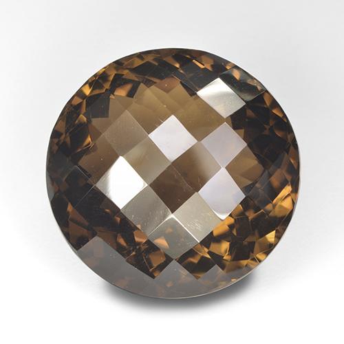 Medium Brown Smoky Quartz Gem - 73.6ct Round Checkerboard (ID: 508415)