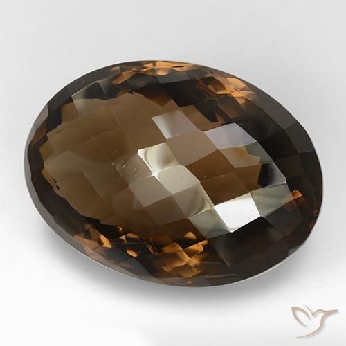 128.18 ct Brown Smoky Quartz Stone, Natural Smoky Quartz in Oval Checkerboard Shape for Sale