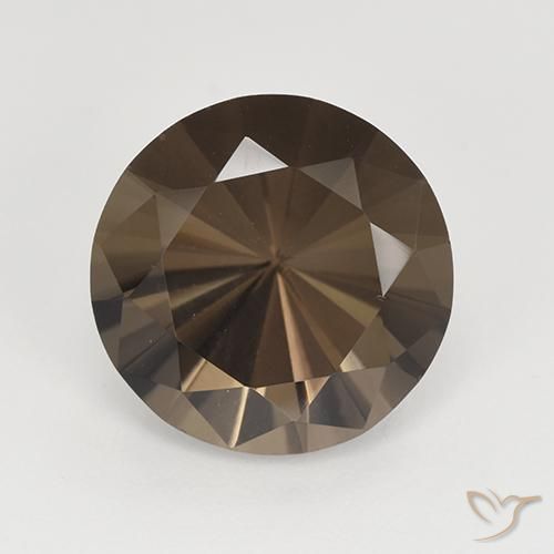 Marrone scuro Quarzo fumé Gem - 6.1ct Taglio brillante (ID: 512000)