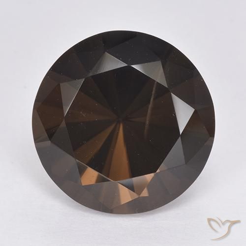 来自巴西 10,91 克拉圆形棕色烟晶,尺寸 14,3 mm 毫米,天然宝石,VS 净度,1 颗深棕色烟晶,莫氏硬度为 7 适合日常佩戴饰品, Photo A