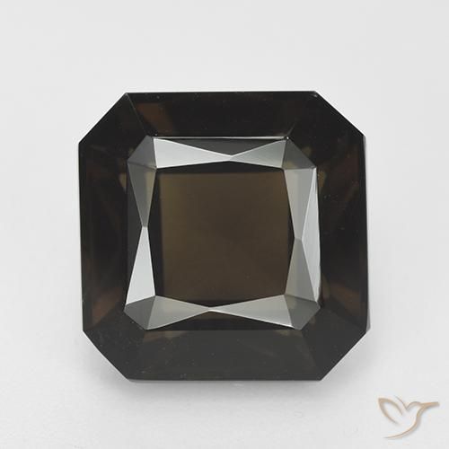 11.77ct Natural Dark Brown Smoky Quartz, Emerald Cut, VVS-VS