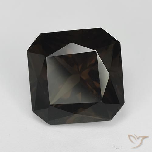8.77ct Natural Deep Chocolate Brown Smoky Quartz, Emerald Cut, VVS