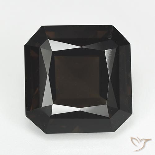 14.30ct Natural Dark Brown Smoky Quartz, Emerald Cut, VVS
