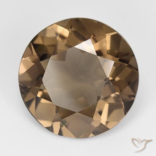 13.68 ct Brown Smoky Quartz Stone, Natural Smoky Quartz in Round Facet Shape for Sale