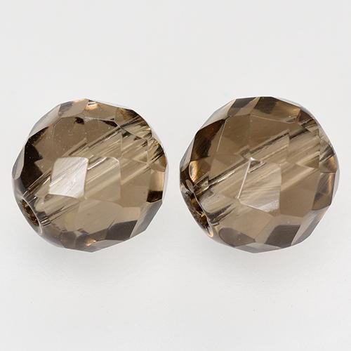 Medium-Dark Brown Smoky Quartz Gem - 1.4ct Drilled Faceted Sphere (ID: 527945)