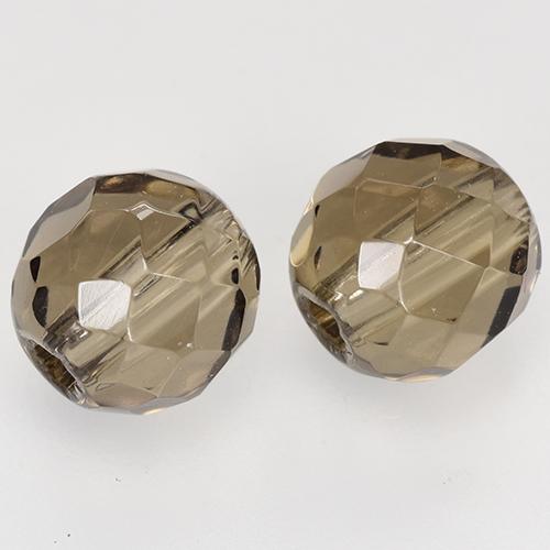 Marrón oscuro medio Cuarzo Ahumado Gema - 1.4ct Esfera Taladrado y Facetado (ID: 527947)