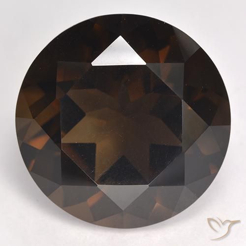17.8mm Round Facet Brown Smoky Quartz from Brazil, Weight of 17.71ct, Natural untreated gemstone in VVS-VS Clarity, 1pc Smoky Quartz - the Color is Deep Chocolate Brown, Mohs Hardness of 7 suitable for daily wear jewelry, Photo A