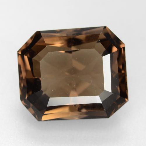 7.41ct Octagon / Emerald Cut Chocolate Brown Smoky Quartz from Brazil, Dimension 12.9 x 11mm, Natural untreated Gemstone, VVS-VS Clarity, 1pc Octagon Facet Smoky Quartz, Mohs Hardness of 7 suitable for daily wear jewelry, Photo A